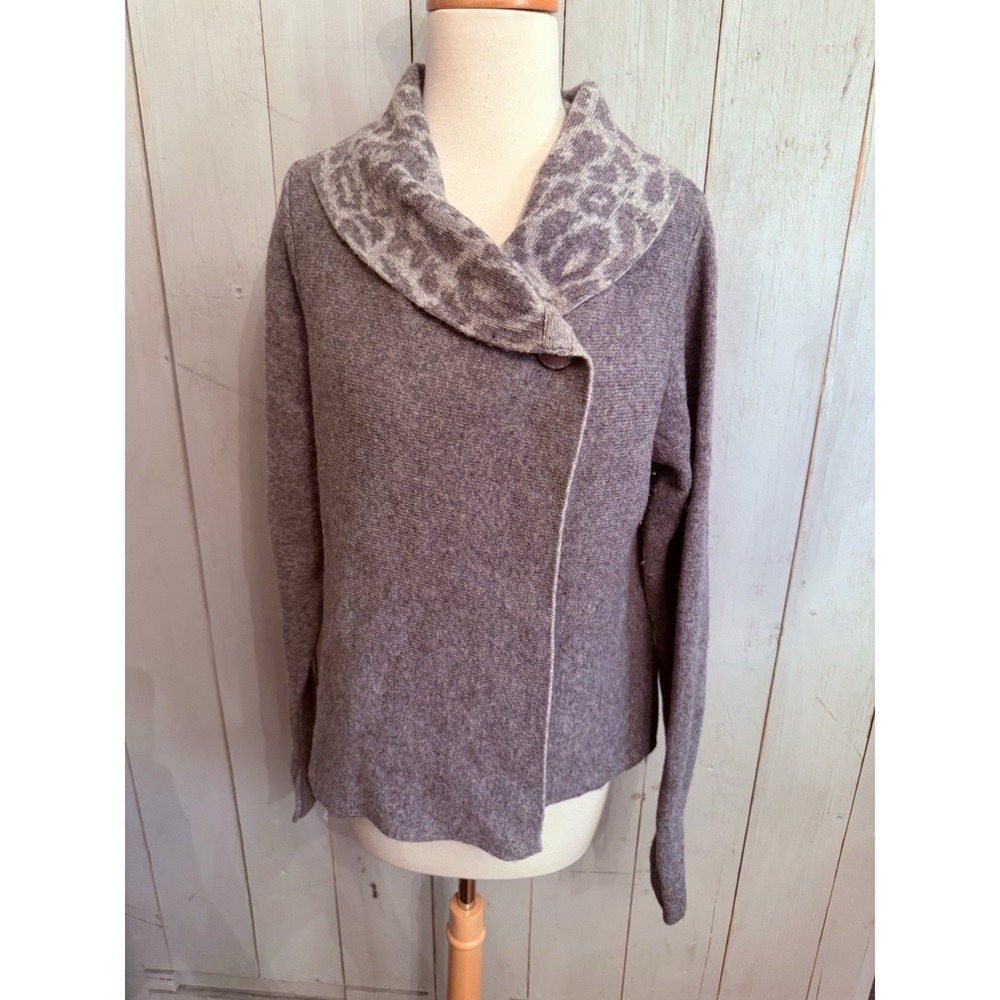 Chiaramente Women's Jacket Sweater Cardigan Grey‎ Wool Blend Sz M Made in Italy